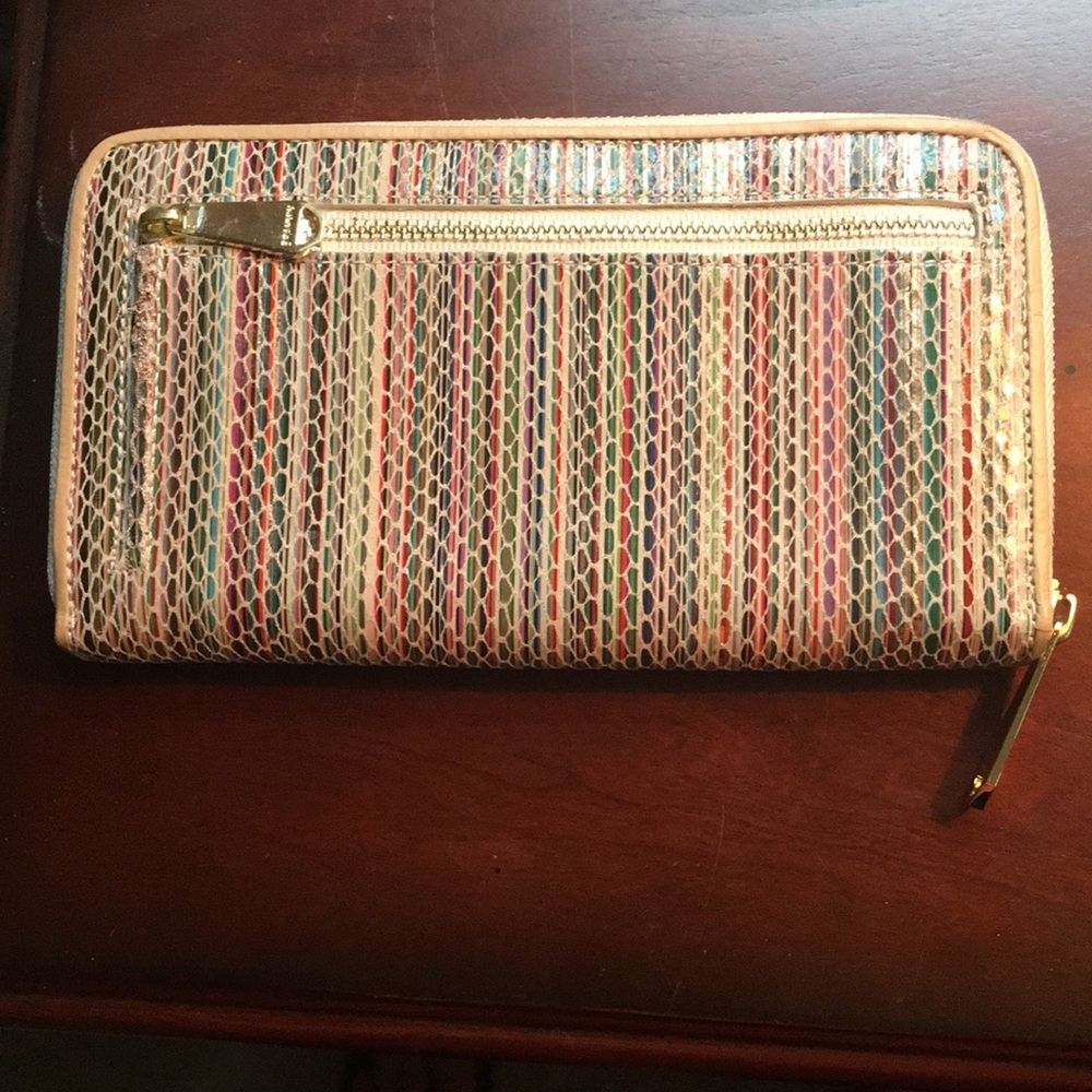 Brahmin colorful stitched croc wallet